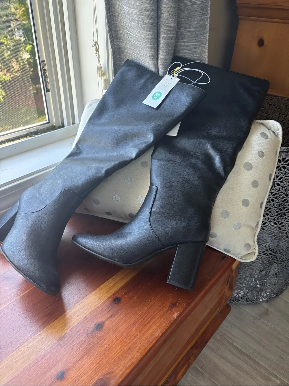 a new day Black Over-the-Knee Block Heel Boots